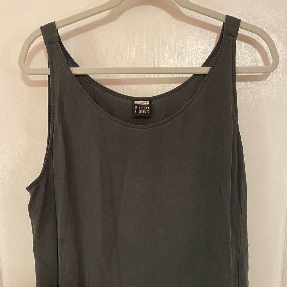 Eileen Fisher 100% silk shell - charcoal gray
